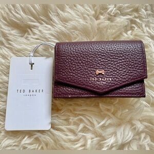NWT ✨Ted Baker Maroon Leather Envelope Concertina Card Holder Wallet